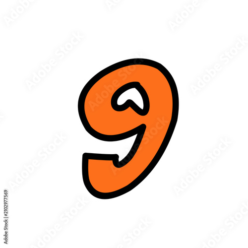 Hand Drawn colour full Number Bubble Font Cartoon Typography Illustration