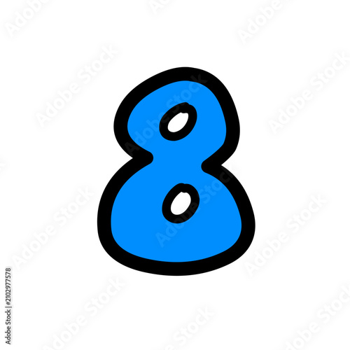 Hand Drawn colour full Number Bubble Font Cartoon Typography Illustration