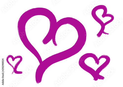 Hand Drawn Purple Heart Doodle Set PNG Isolated on Transparent Background