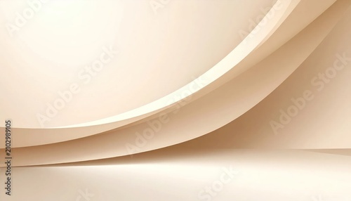 Elegant abstract background with flowing beige curves and soft lighting, perfect for beauty and luxury themes.