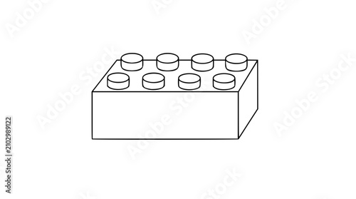 Minimalist Vector Icon of Colorful Building Block Toy Brick, Clean Line Art Design, Hand-Drawn Style Illustration for Children Education Play Construction Games, Scalable Outline Graphic Element