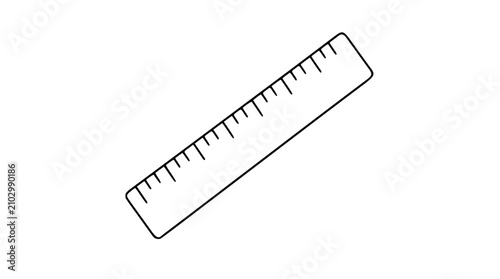 Photos Clean Ruler Vector Icon – Hand-Drawn Line Illustration of Measuring Tool with Me