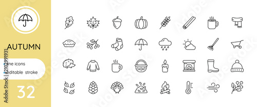 Autumn-themed icon set.
