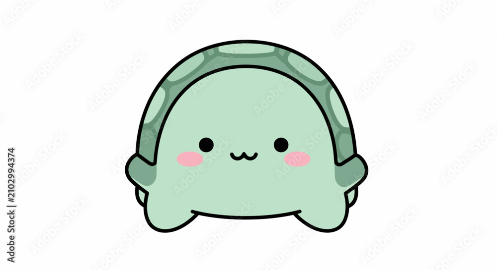 Fototapeta premium Cute Kawaii Baby Turtle Illustration.