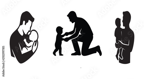 Foto Fatherhood silhouette series bonding guidance and affectionate moments