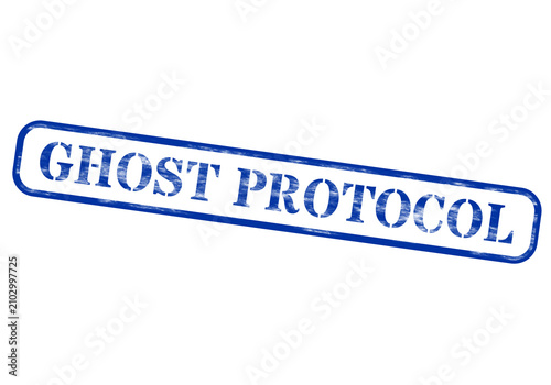 Photos Rectangular stamp featuring the text ghost protocol isolated on a transparent ba