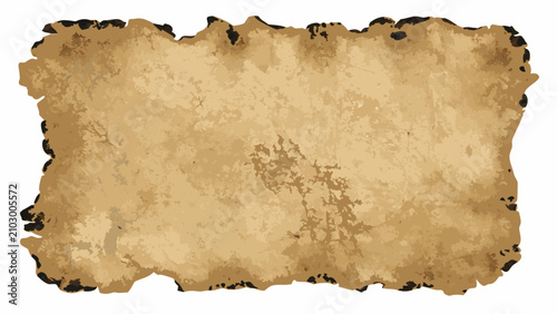 Schilderij op canvas Aged parchment paper with irregular edges and darkened borders presented on a wh