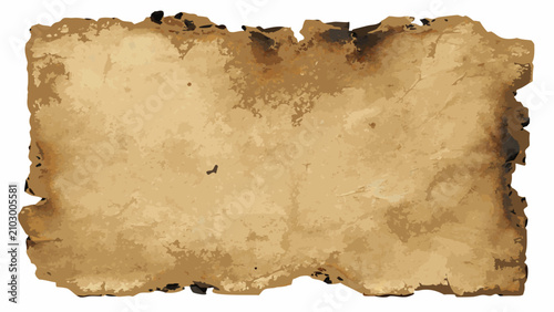 Tableau sur toile Aged parchment paper with torn edges and a weathered texture presented on a tran