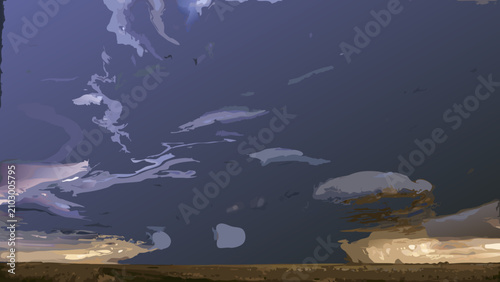 Foto Dramatic storm clouds and a darkened sky a painterly digital illustration with m