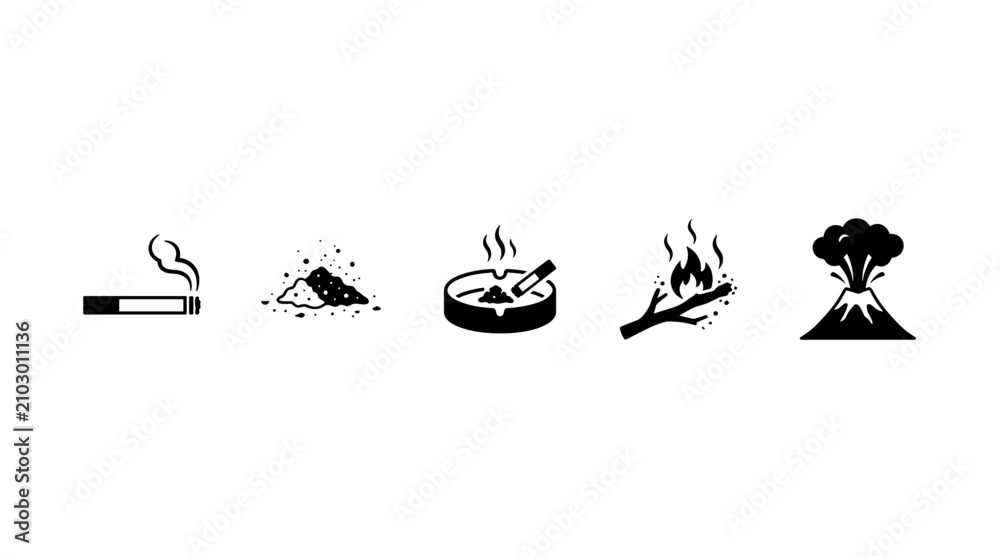 Obraz premium Set of Smoking and Fire Related Hazard Icons
