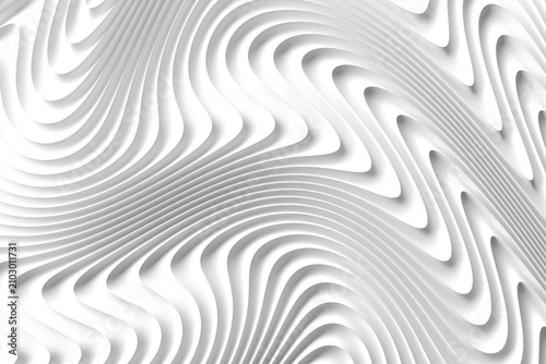 Organic white layered swirl abstract surface background with flowing contours for modern wallpaper and design