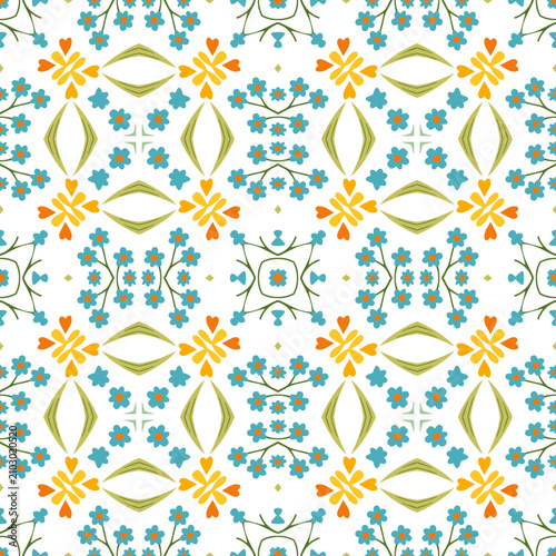 Seamless watercolor floral pattern with red flowers and folk ornaments Elegant seamless kaleidoscope floral pattern in pastel pink and maroon