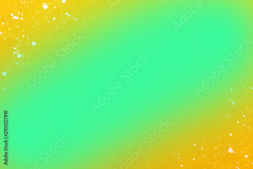 Quadro su tela Vibrant emerald green background with warm golden yellow border and subtle white splatter effect