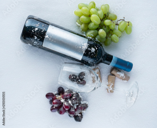 wine bottle and grapes