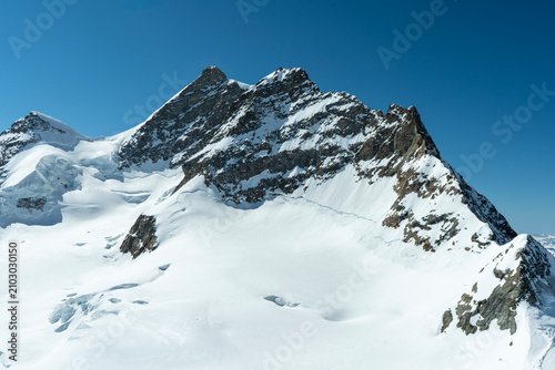  Glacier Valley in the Alps under a Clear Blue Sky