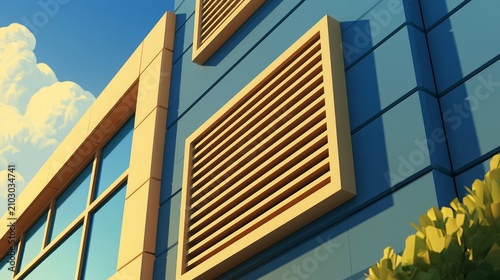 Architectural Design of Fresh Air Intake System with Louvre Feature on Modern Building