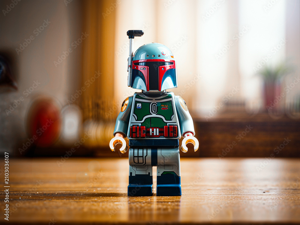 Fototapeta premium LEGO Star Wars Boba Fett Minifigure Macro Photograph, London, UK - July 2026