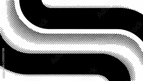 Canvastavla Retro halftone wave pattern with bold black and white undulating lines on a tran