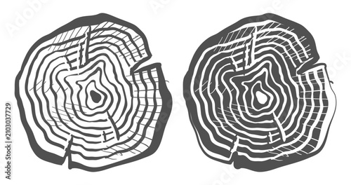 Obraz na plátně Wood tree rings icon set on transparent background