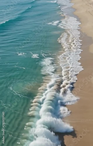 Crystal clear coastline sparkles beneath bright sunshine creating refreshing tropical travel scenery from above beautifully.