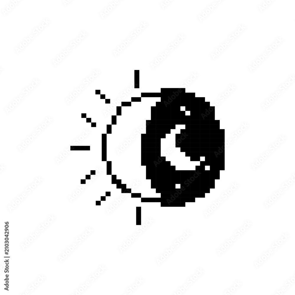 Fototapeta premium Day night eclipse pixel art