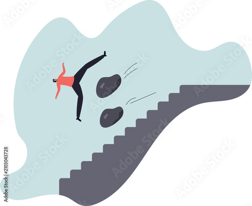Overcome obstacle, effort or adversity for business growth, difficulty, challenge to win competition,human life and situation.vector illustration.