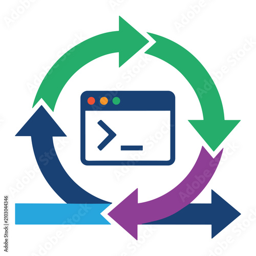 Agile Software Development Cycle and Command Line Terminal Icon