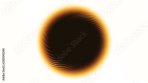 Illustrazione con figura circolare scura che ricorda un vortice circondata da un alone di luce
