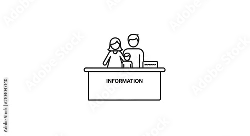 Konstfotografi Information desk personnel standing at a counter represents a dedicated team focused on providing efficient customer service and support