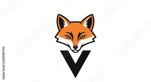 Cuadro en lienzo Fox head logo featuring a sharp V-shaped element represents a clever and strategic corporate brand identity