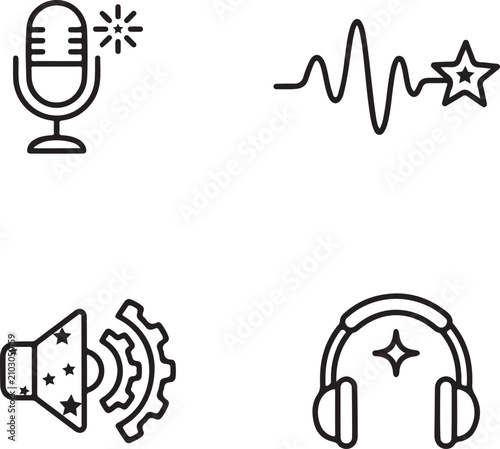 Canvastavla Audio podcast and music editing minimalist line art icon set