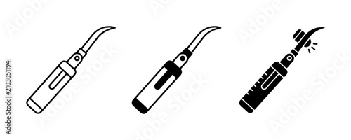 Fotografija Dental Scaler Icons, Oral Hygiene Tools, Tooth Cleaning Equipment, Vector Set