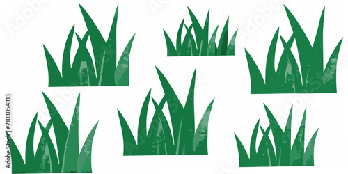 Принти на полотні Green Grass Silhouettes On White Background Vector Illustration
