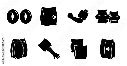 Quadro su tela Armband and Swim Float Icons: Water Safety, Pool Fun, and Aquatic Accessories Ve