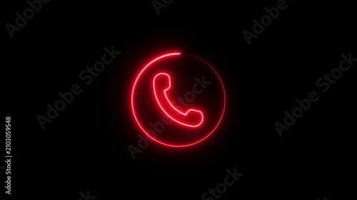 call icon video animation, Glowing neon call icon animation call concept on mobile phone screen animation on black background.4k video,call icon animation. call concept on mobile phone screen