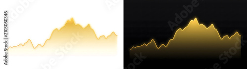 Quadro su tela Growth Chart glowing gold stock market line graph effect for business design wit
