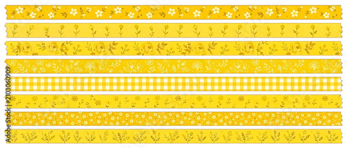 Bright Yellow Floral Gingham Washi Tape Set