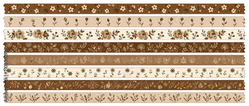 Vintage Brown Floral Decorative Washi Tape Collection