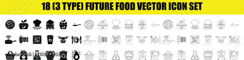 Bild auf Leinwand 18 (3 Type) Future food technology vector icon set for sustainable agriculture,