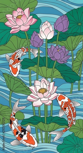 Koi and Lotus Pond.
