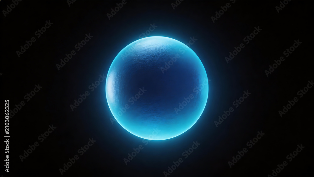 Obraz premium Blue glowing sphere in darkness