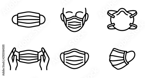 Obraz na płótnie Face Mask Icons: Medical, Surgical, Respirator, Protection, Health, Safety, Vect