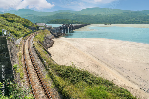 Barmouth viaduct on Cardigan Bay Wales