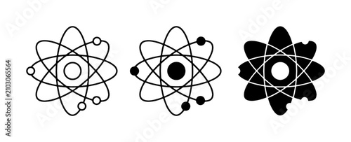 Photos Atomic Structure Icons: Bohr Model, Nucleus, and Fragmented Atom Symbols for Sci
