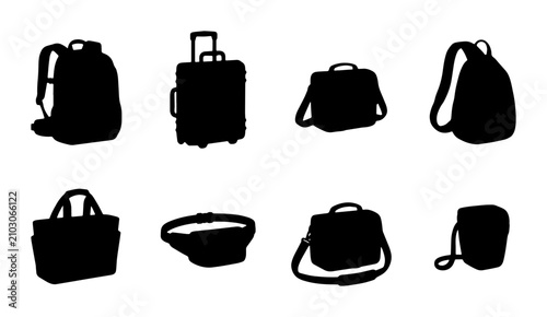 Foto Vector Silhouette Collection: Luggage, Backpacks, Briefcases, and Bags for Trave