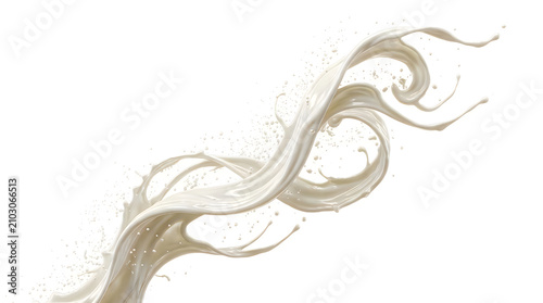Fresh white milk splash moving in a dynamic swirl shape