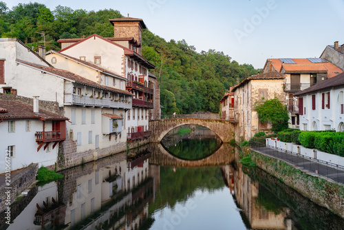 views of sain jean pied de port and nive river, france
