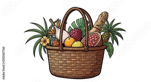 Fruit Basket Illustration.