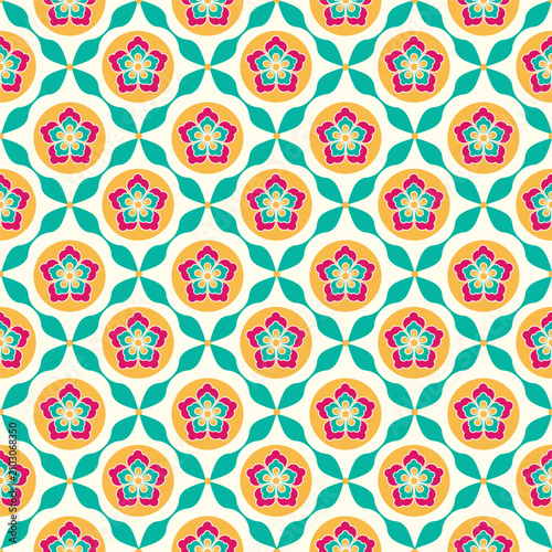 Colorful Chinese Peranakan Seamless Tile Pattern Collection Traditional Floral Geometric Vector