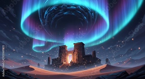 Desert Portal Aurora Sky.